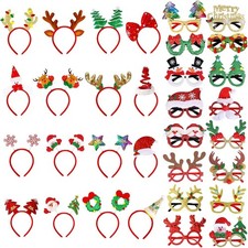 32 Pack Christmas Glasses Frame & Headbands Set W/ Different Cute Designs New