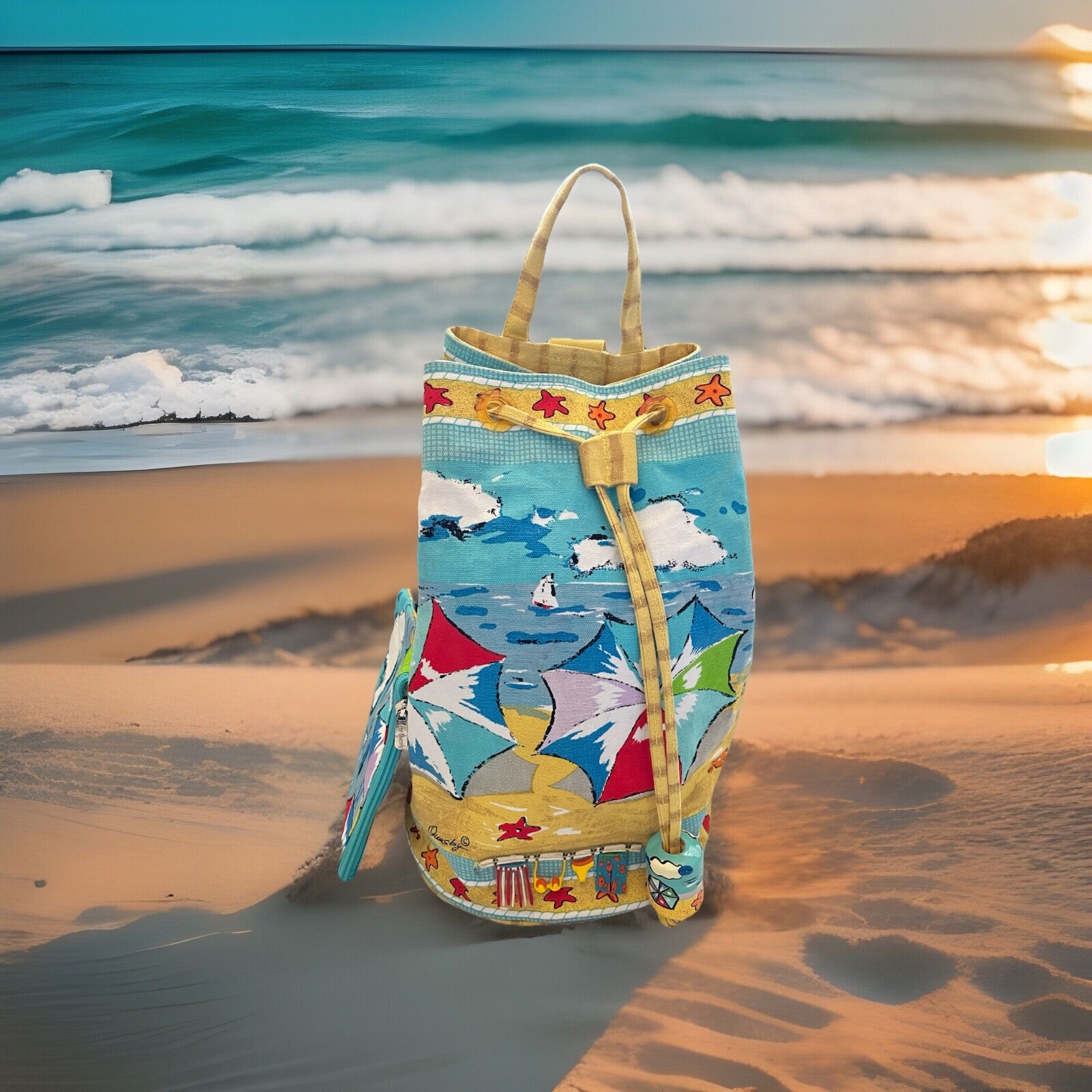 Anne Ormsby Canvas Beach Berrel Drawstring Bag At… - image 1