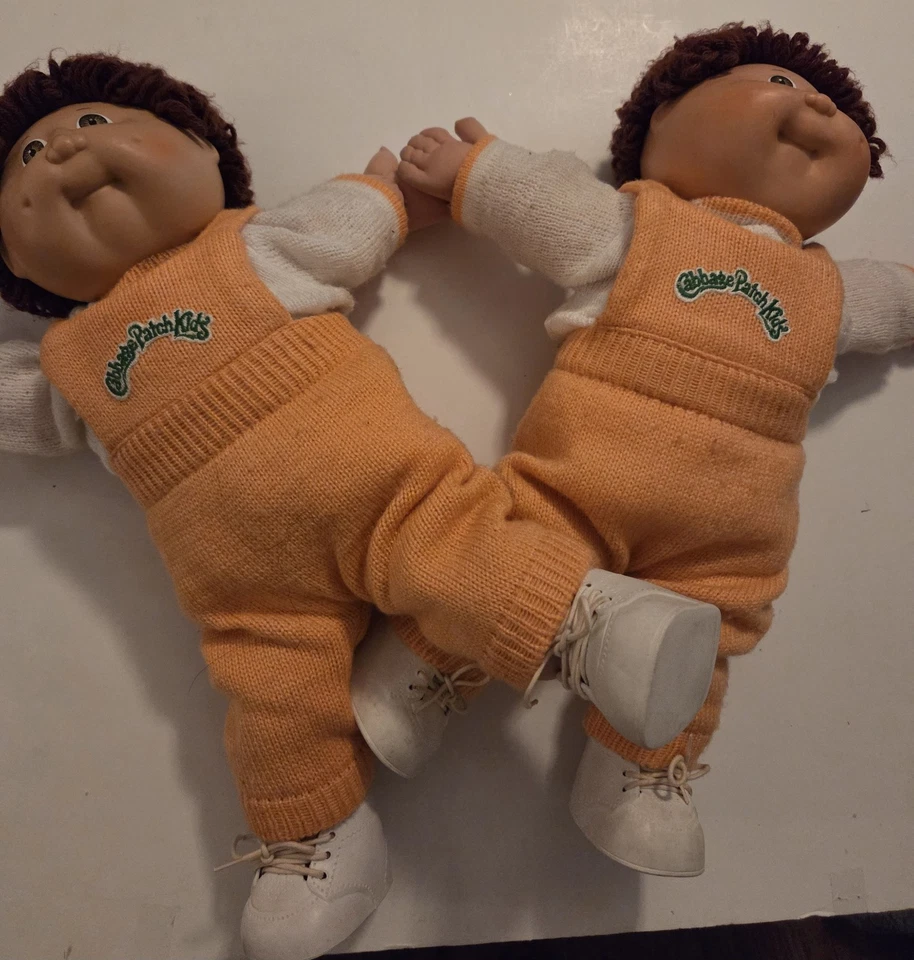 Antigo Coleco Cabbage Patch Kids 1978 1982 HM3 Abóbora Cabelo Vermelho Gêmeos Hong Kong  - Imagem 2 de 4
