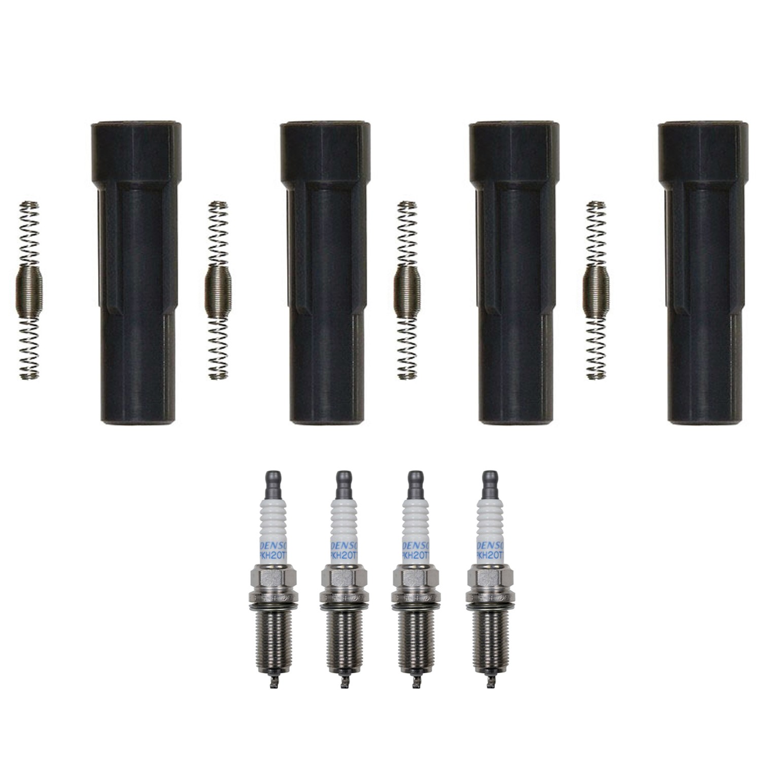 Denso 4 Platinum TT Spark Plugs 4 Coil Boots Kit for Baja Legacy Turbo 2.5L H4