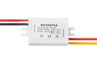Envistia Miniature 12V to 5V Step Down DC to DC Voltage Converter 3A 15W Wate...