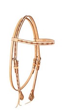Showman Argentina Cow Leather Browband Headstall w/ Barbwire Tooling