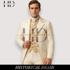 Handmade Wool Regency Tailcoat Suit: 18th Century Gentleman's Outfit