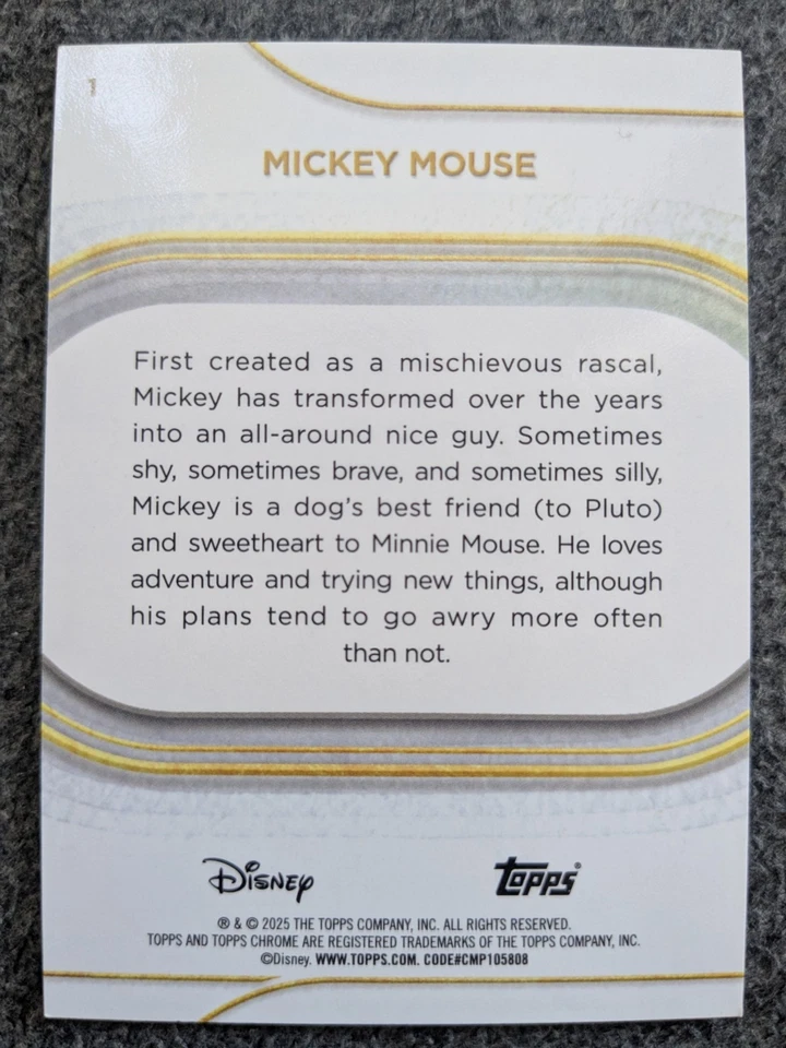 2025 TOPPS CHROME DISNEY MICKEY MOUSE IMAGE VARIATION#1#D254/265 CASE HIT - Image 2 of 4