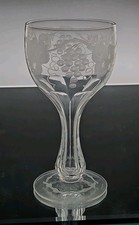 QUALITY VICTORIAN HOLLOW STEM CHAMPAGNE / WINE GLASS ( Engraved Grape & Vine )x
