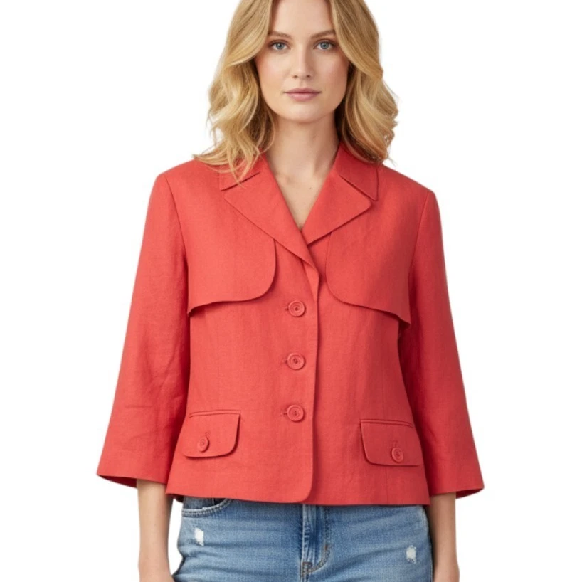 Blazer Costume Rose Clair Larry Levine - Taille 8, Coton/élasthanne, Occasion Très Bon état