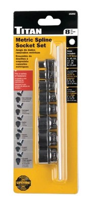Titan 15202 3/8'' Drive Metric Spline Socket Set, 8 Piece