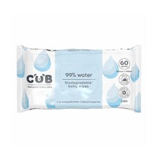 CUB Biodegradable Water Wipes - 60 Pack Alcohol  Paraben Free Gentle on Skin