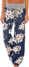 NEWCOSPLAY Para Mujer Cómodo Pijama Pantalones Informales Cordón Palazzo Salón Pierna Ancha