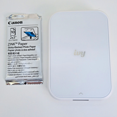 Canon Ivy 2nd Gen Mini Photo Printer, Pure White, Open Box w/10 ZINK Photo Paper