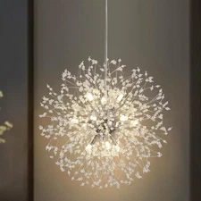 Modern Crystal Chandelier 12 Lights, 23.6” Dandelion Sputnik Chandeliers Light