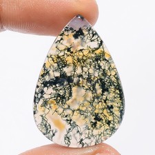 100 Natural Moss Agate Pear Shape Cabochon Loose Gemstone 23 Ct 33X23X4mm A2090