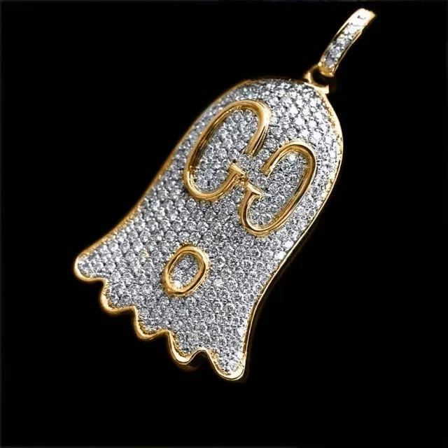 Ciondolo Gucci con diamanti taglio tondo 3 ct creati in laboratorio placcato oro giallo 14 carati argento