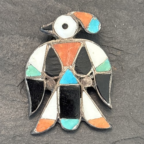 Raphael Homer Zuni Attr Bird Sterling Silver Brooch Vintage Fj