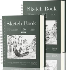 Sketch Book 5.5 X 8.5 - Spiral Sketchbook Pack of 2, 200 Sheets (68 Lb/100Gsm