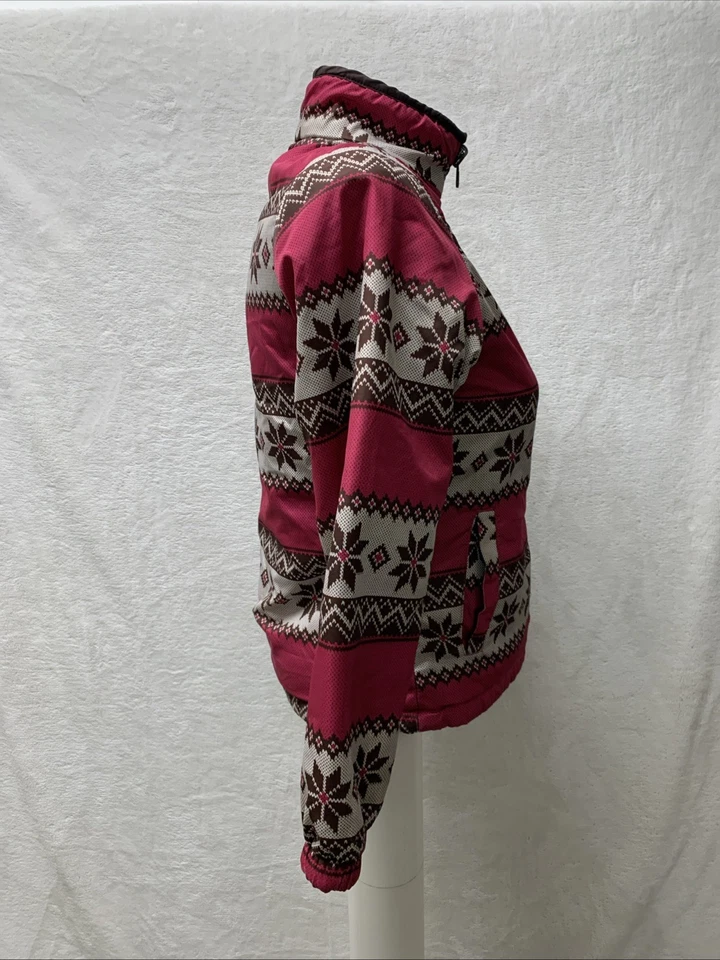 Chaqueta Reversible Rothschild Niñas Jóvenes Mediana 10 12 Rosa Marrón Copos de Nieve Foto 3 de 4