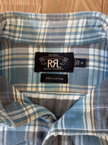 Camicia RRL Double RL a quadri uomo XS cotone blu classici usata - Foto 3 di 5