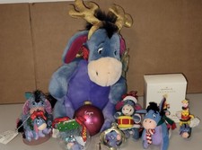 Christmas Disney World Store Eeyore Figurine Lot Vintage PVC Ornament Hallmark