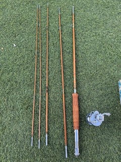 Dragon split cane rod and pflueger reel