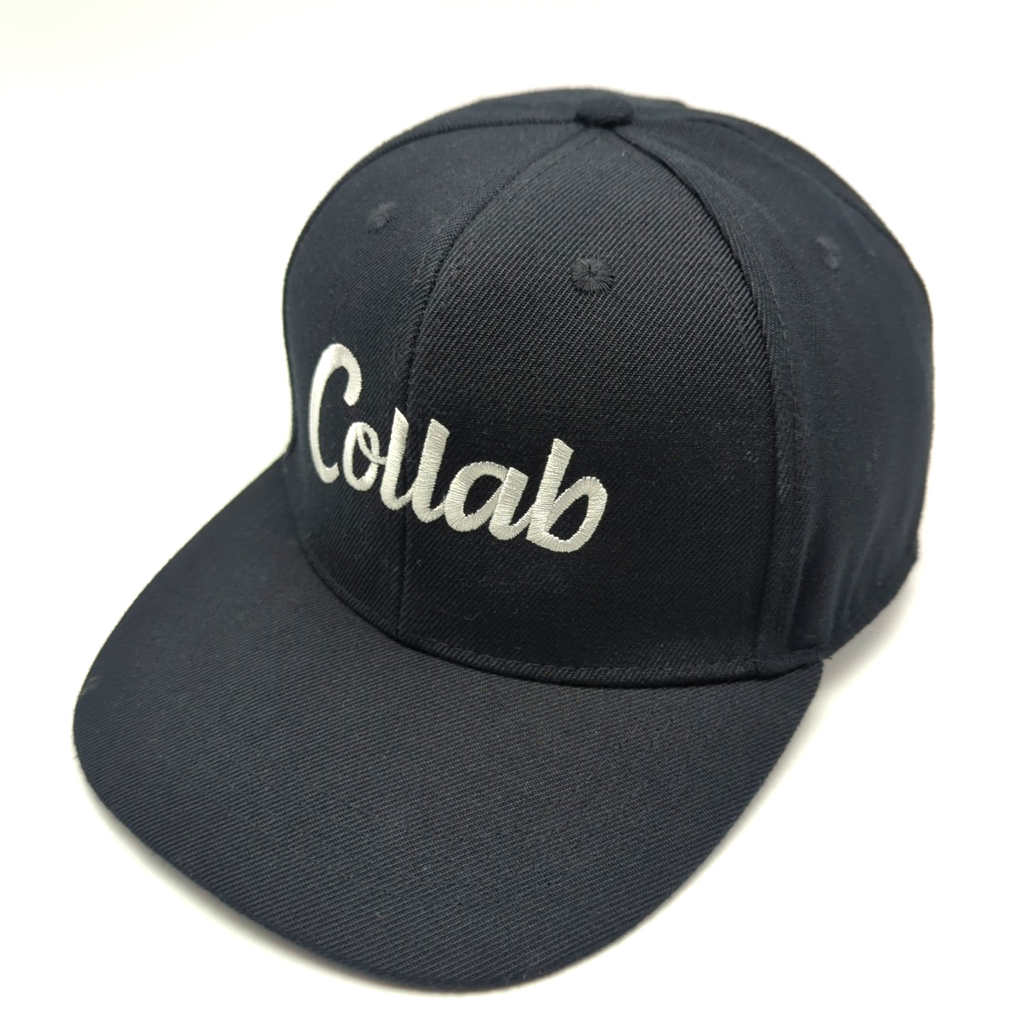COLLAB hat black adjustable snapback cap wide brim - image 4