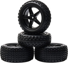 110 Scale Off Road Rc Buggy Front Wheels And Tyres X4 Black 5 Spoke For Hsp