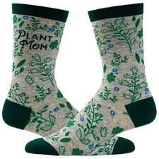 Women's Plant Mom Socks Funny Gardening Flowers Herbs Growing Novelty Graphic