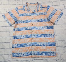 Columbia PFG Shirt MENS S Orange Blue Floral Striped Vented Outdoor Fishing