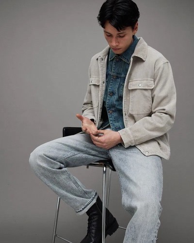 AllSaints - Hombre - Chaqueta - Castleford - L - Radio Gris - Totalmente Nueva con Etiquetas - Imagen 5 de 12