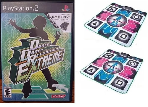 PS2 DDR Extreme USED Game + 2x PS2 Wired Dance Pads Mats