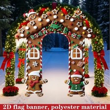 79" x 71" Holiday Wall Arch Banner Festive Christmas Gingerbread Men with Candy