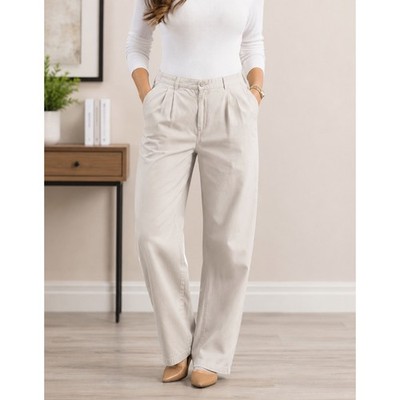 Lauren Ralph Lauren Pleated Chino Pants Womens 10P Tan Cotton Khaki Tapered Work
