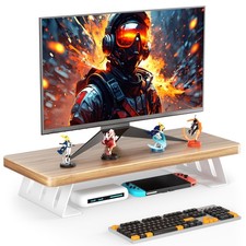 Monitor Stand - 24 Inch Wood Monitor Stand Riser, 220 Pounds Load Capacity De...