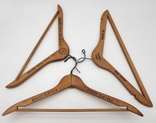 Vtg Lot of 3 Wood Coat Hangers Hotel Dept Store Advertising Syracuse Sheridan