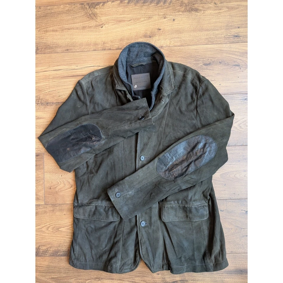 AllSaints Suede Survey Goat Leather Blazer Jacket Extra Large Distressed XL Mens - Image 2 of 4