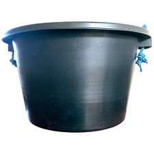45LLarge Black Plastic Round Hanging Plant Pot with Blue Handles Rope bucket