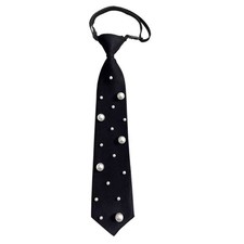 Women s Pearls Decorated Necktie Wrinkle Resistant Office Party Pre Tied Tie