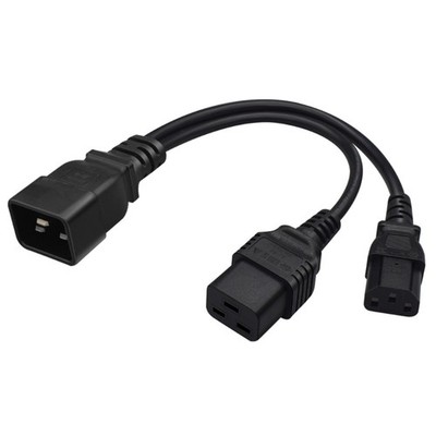 IEC 320 C20 to C13+C19 Power Cord C20 Male to C13+C19 Y Splitter Adapter