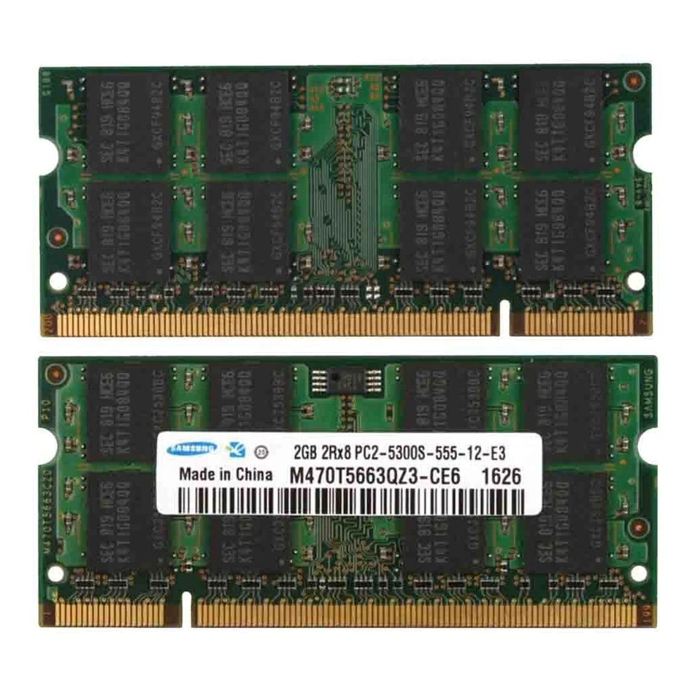 Samsung 4GB 2 x 2GB / 1GB PC2-5300S DDR2 667MHz 200Pin SODIMM Memoria SDRAM SP - Imagen 4 de 4