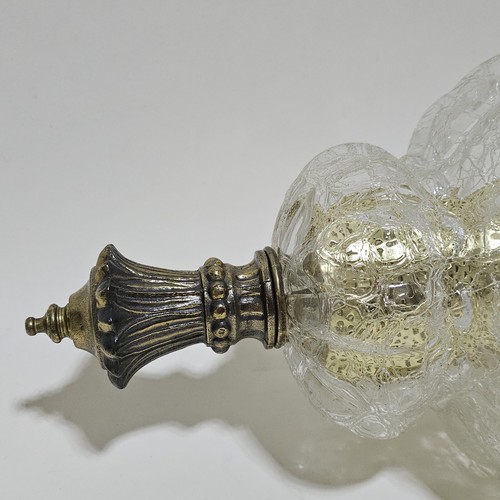 Lampadario vintage vetro trasparente crepitio swag luce sospensione soffitto MCM catena anni 80 - Foto 7 di 21