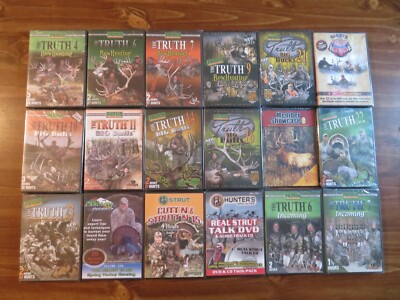 18 NEW HUNTING DVD LOT; DEER. ELK. etc. GUN. BOW. PRIMOS THE TRUTH. etc. Sports.