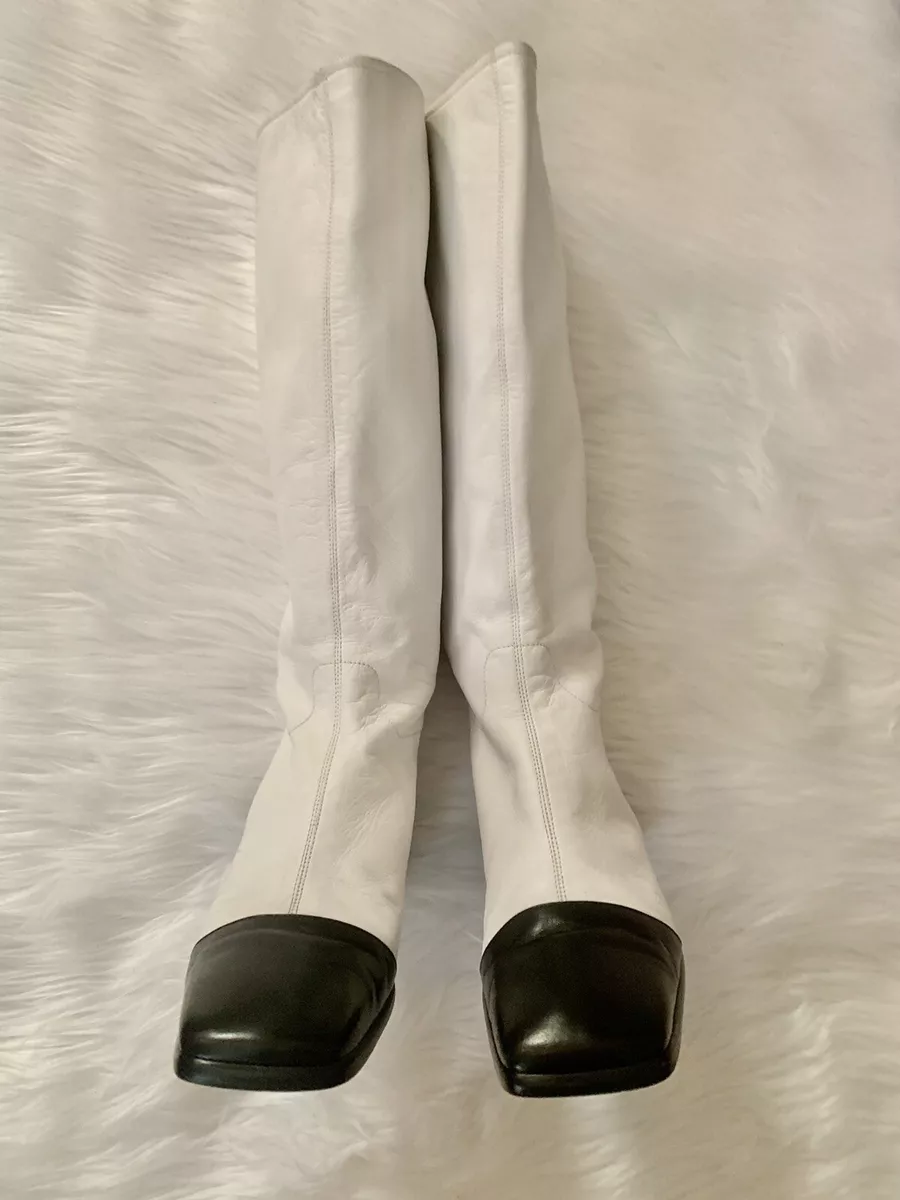 Chanel top white boots