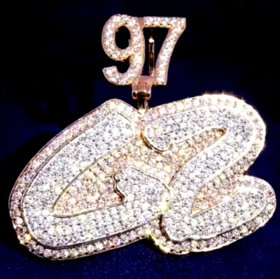 4 Ct Taster Pass Real Moissanite Custom Any Two Letter Pendant 925 Silver
