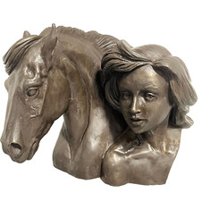 Sculpture Heredities David Geenty Cold Cast Bronze Resin Girl and Horse Pony