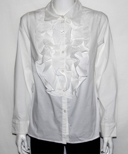 white front ruffle blouse
