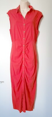 Zara Red Sleeveless Front Button Ruched Linen Blend Midi Dress L NWT | eBay Zara Red Sleeveless Front Button Ruched Linen Blend Midi Dress L NWT | eBay