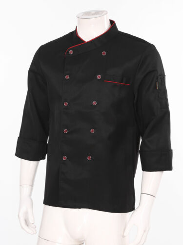 Men Women Chef Jacket Professional Cooking Coat Canteen Hotel Restaurant Work - Picture 41 of 95