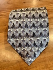 Chez Roffe Vintage 100% Silk Geometric Gray White Tie Made In USA