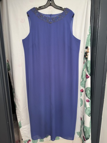 patra women’s plus blue beaded neck sleeveless formal evening dress size 22 - Picture 2 of 19