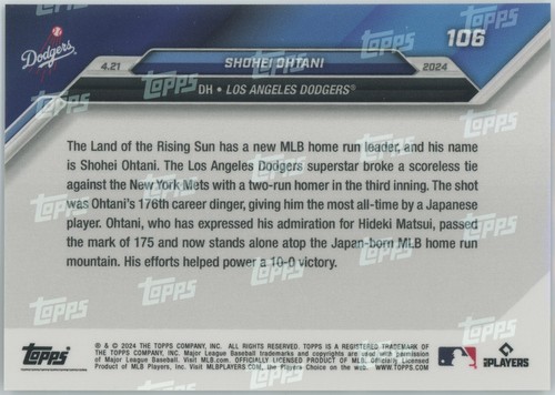SHOHEI OHTANI 2024 Topps Now MLB Card #106 - Picture 2 of 3