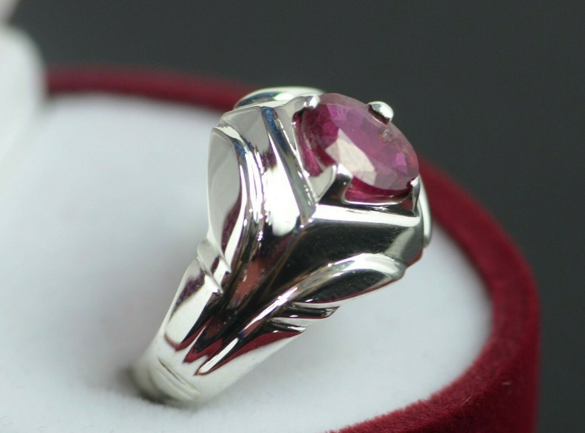 Natural 1.5 Ct Deep Red Ruby Sterling Silver 925 Roby